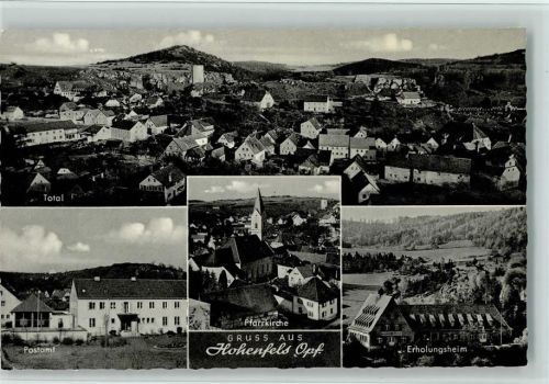 Hohenfels Gesamtansicht Postamt Pfarrkirche Erholungsheim 4-Bildaufnahme