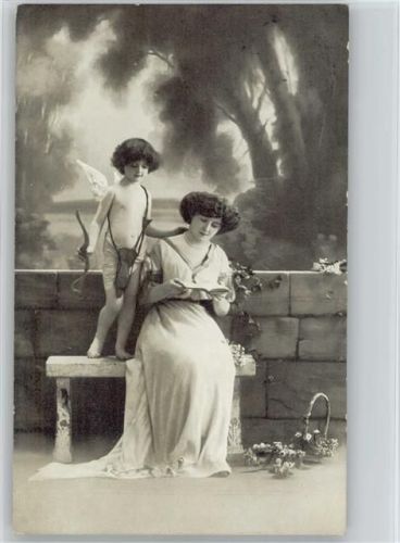 Engel - Buch lesen - 1913 Foto AK