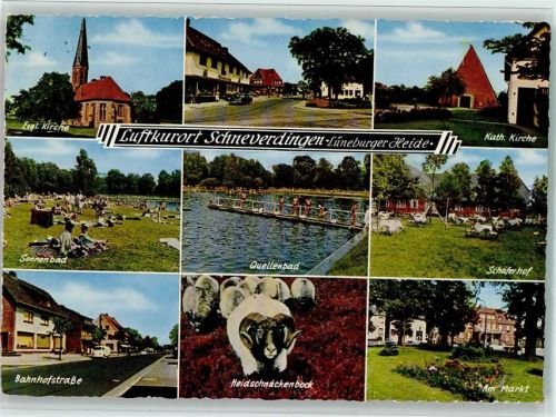 Schneverdingen Evgl. Kirche Kath. Kirche Sonnenbad Quellenbad Schäferhof Bahnhofstraße Heidschnackenbock Am Markt