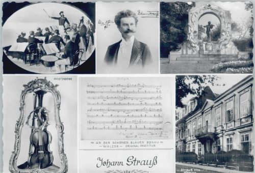Seine Meistergeige, als Dirigent, Strauß Villa und Denkmal Foto AK