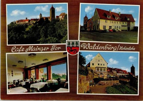 Waldenburg Café Mainzer Tor Innenaufnahme Gastraum Ortsansichten 4-Bildaufnahme Wappen
