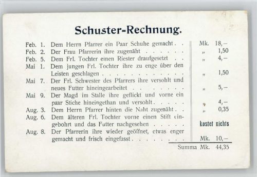 Schuster Rechnung ca 1900 AK
