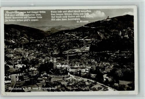 Weinheim Luftaufnahme Gesamtansicht Gedicht D. Klumpp
