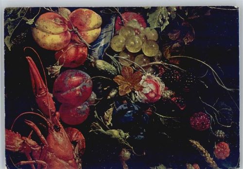 Hummer, Früchte und Blumen - Gemälde von de Heem