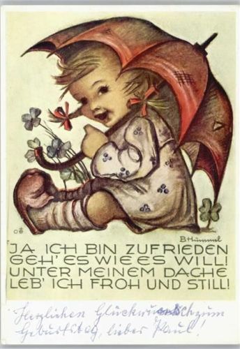 1977 Nr. 14386 Verlag Josef Müller AK Regenschirm