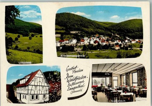 Langenthal Ultbachtal Gesamtansicht Gasthof Pension Zum Waldfrieden Innenaufnahme Speiseraum 4-Bildaufnahme