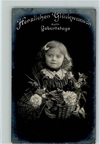 1907 Nr. 79 Verlag EAS Geburtstag, Kind mit einem Blumenkorb AK