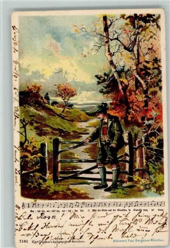 Liederkarte Nr. 7161 Verlag Stücker - Trachten, Berge 1902 AK