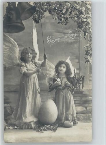 Gesegnete Ostern Foto AK Glocken läuten Ostereier