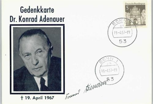 Gedenkkarte Adenauer 1967 AK