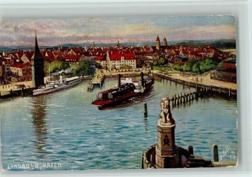 Lindau Hafen mit Dampfer - Tucks Serie Nr. 736 AK