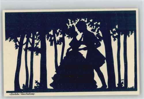 Silhouette sign M. Behrens - Zärtliche Unterhaltung - Liebe Poesie 1920 AK Serie 1120-5 AK