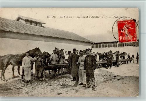 Dijon 1916 La Vie au Ier Regiment Artillerie - 7 L`Abreuvoir AK Eckknick