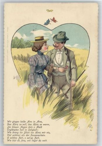 Gedicht "Wir gingen beide Arm in Arm" ca 1900 AK