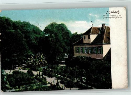Ansbach 1908 Oberer Eingang zu den Hauptalleen im kgl. Hofgarten