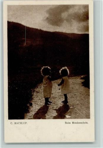 1918 von Machlup Serie Kleine Kinder tapsen im Mondschein