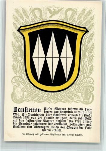 Bonstetten Züricher Gemeindewappen Serie V Nr. 21