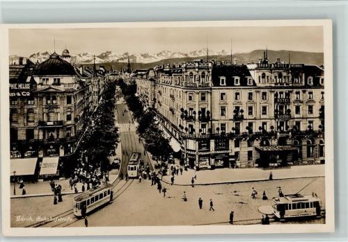 Zürich Bahnhofstraße, Straßenbahnen 1920 AK