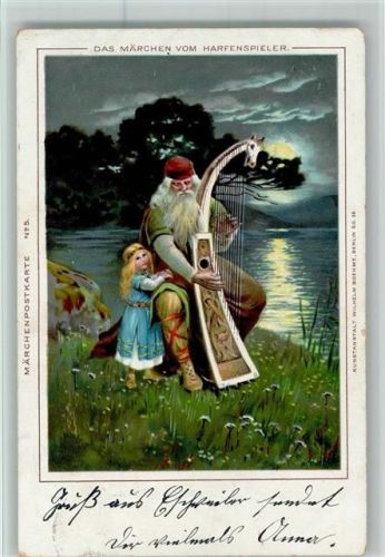 1899 Nr. 5 Das Märchen vom Harfenspieler , Mondschein - Kunstverlag Boehme