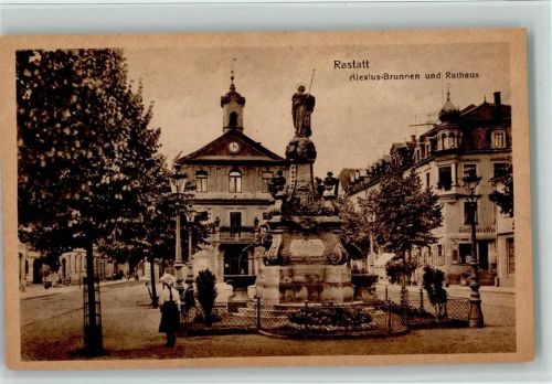 Rastatt 1912 Alexius-Brunnen und Rathaus