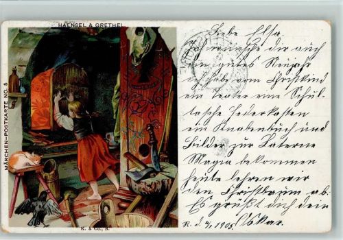 1905 Hänsel und Gretel litho Märchenpostkarte Nr. 5 AK