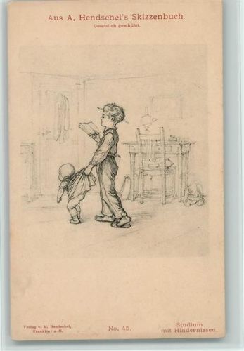 1900 Aus Hendschels Skizzenbuch Nr. 45 - Buch lesen und auf das Baby aufpassen