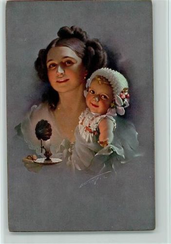 Serie Nr. 20887 - sign Knöfel - Mutter und Kind mit Blüten im Haar, Kerzenhalter