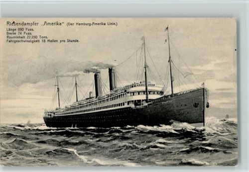 Schiff "Amerika" Hamburg-Amerika-Linie - Knackstedt & Näther