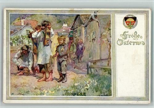 Karte Nr. 476 Frohe Ostern - Rassel Spielzeug