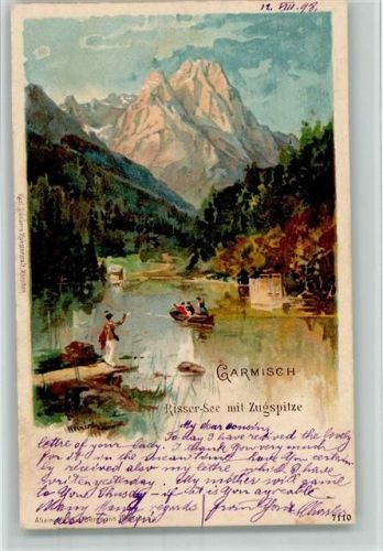 Garmisch 1898 Gruss aus - Künstlerkarte - Rissener See , sign Heinrich AK