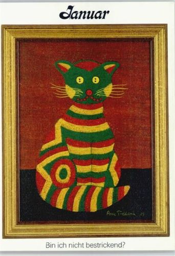 Januar Künstler Anne Freidank - Katze 1979 AK Monat