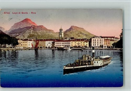 Riva del Garda 1913 Lago di Garda , Raddampfer AK