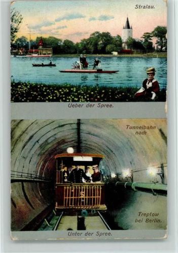 Alt-Treptow U Bahn unter der Spee und Stralau darüber ca 1910 AK