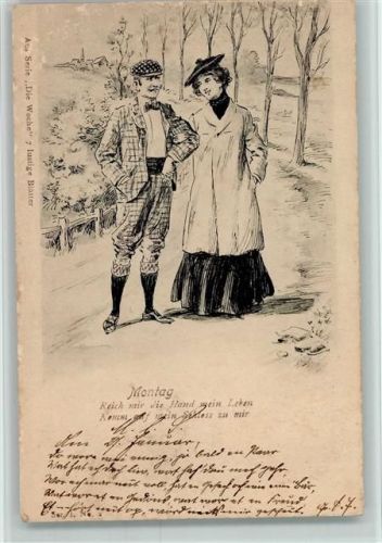 1901 Aus der Serie "Die Woche" Montag AK Poesie