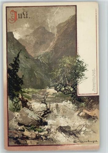 Serie Monategrüsse Serie II - Juli - Wasserfall - ca 1900 AK