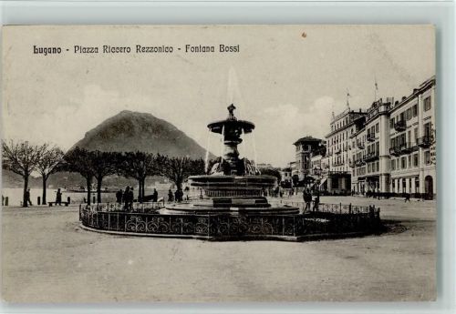 Lugano Piazza Riccero Rezzonico Fontana Bossi Springbrunnen