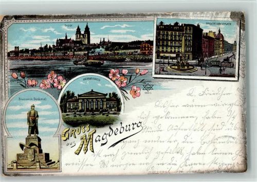 Magdeburg 1903 Dom Bismarck-Denkmal Herrenkrug Hasselbachplatz Blumen
