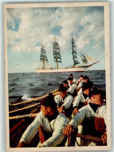 Verlag Schwerdtfeger - Segelschiff, Matrosen rudern zum Schiff AK E. A. Schwerdtfeger & Co. 1943