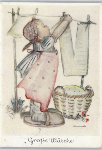 1951 Nr. 5669 Verlag Josef Müller AK Wäsche waschen