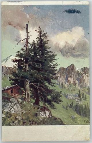 1913 D.R.G.M. die Tanne - großer Baum - Berghütte