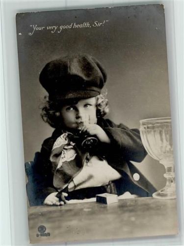 1909 Rotophot? Serie - Kleiner Junge raucht eine Zigarre und trinkt Alkohol AK