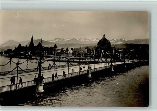Luzern 1926 Geschmückte Brücke - Sängerfest - Festhütte