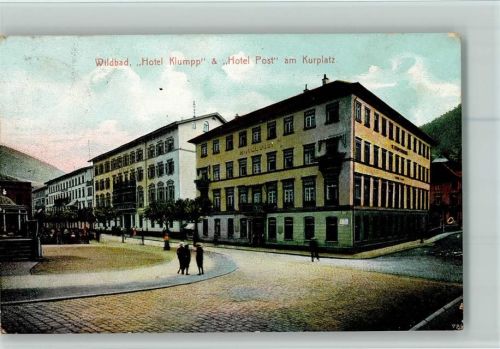 Bad Wildbad 1911 Hotel Klumpp u. Hotel Post am Kurplatz , Stempelspur