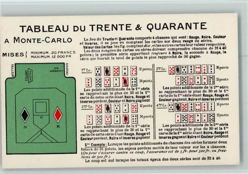Tableau du Trente & Quarante AK Roulette 1928