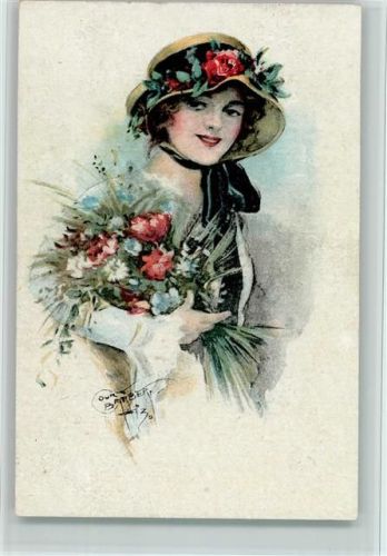 Frau mit Blumen AK