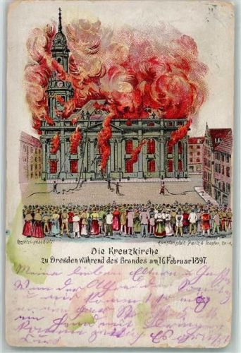 Dresden Kreuzkirche Brand 16. Februar 1897