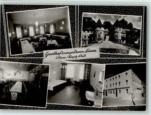 Cham Gasthof zum Goldenen Lamm mit Innenansicht, sehr gute Erhaltung AK