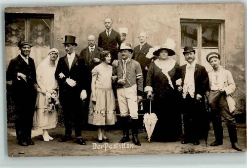 Vilshofen Theateraufnahme Der Postillion Gruppenbild Brautpaar Zylinder Ort handschriftlich