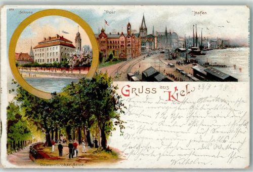 Kiel 1898 Düsternbroker-Allee Hafen Schloß Postgebäude