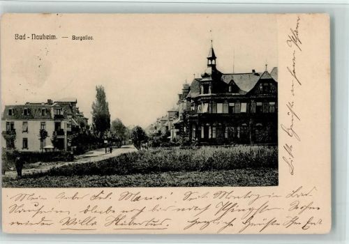 Bad Nauheim 1907 Burgallee, kleine Flecken AK